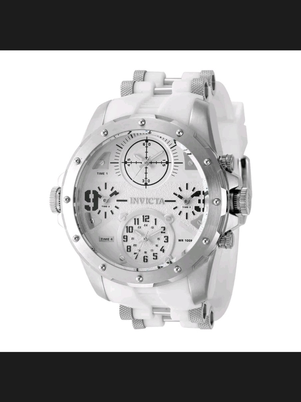 Invicta White and Silver Men's Multi-Dial Sport Watch 50mm